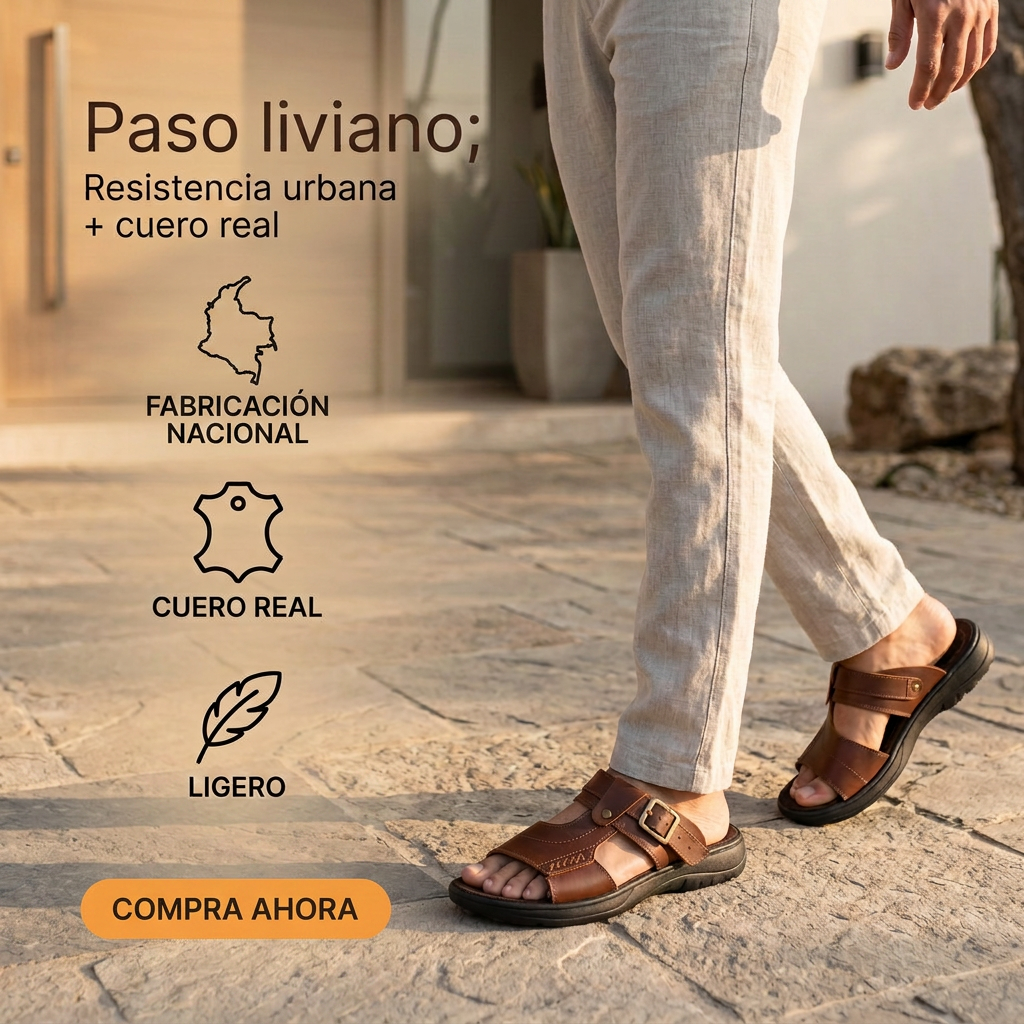 CALZADO SANDALIA ERGONOMICA EN CUERO