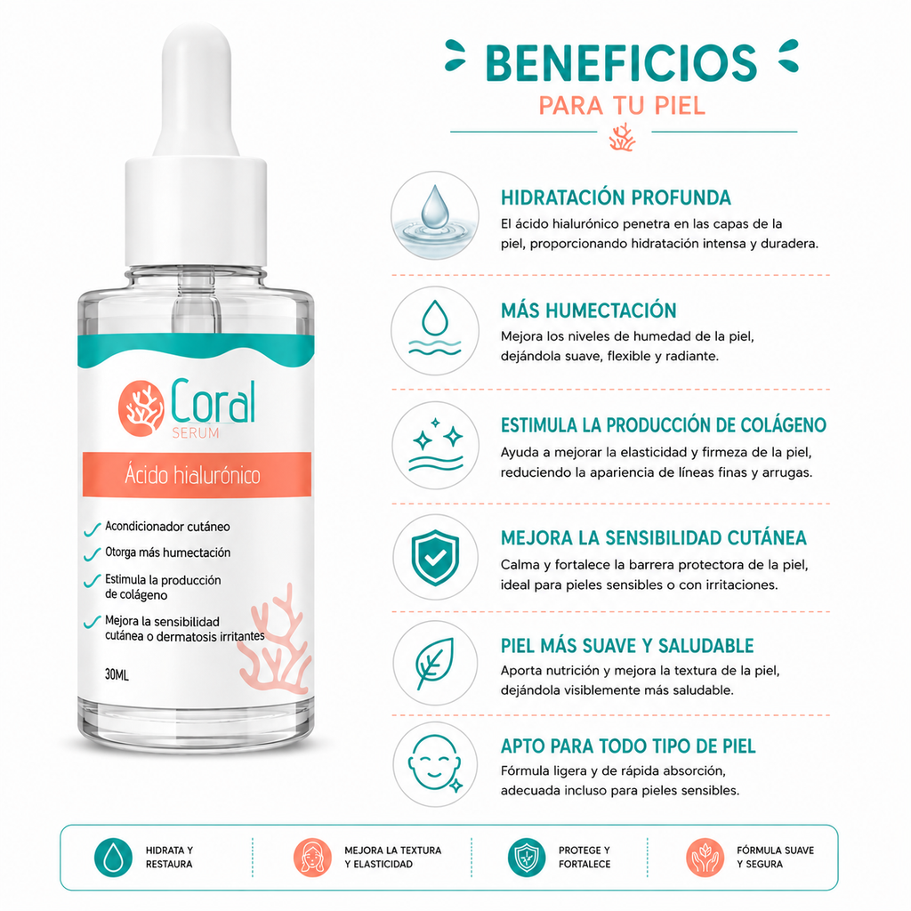 Suero Facial Ácido Hialurónico Coral