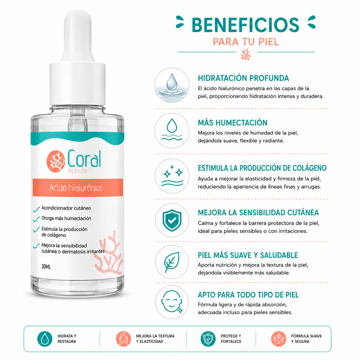 Suero Facial Ácido Hialurónico Coral