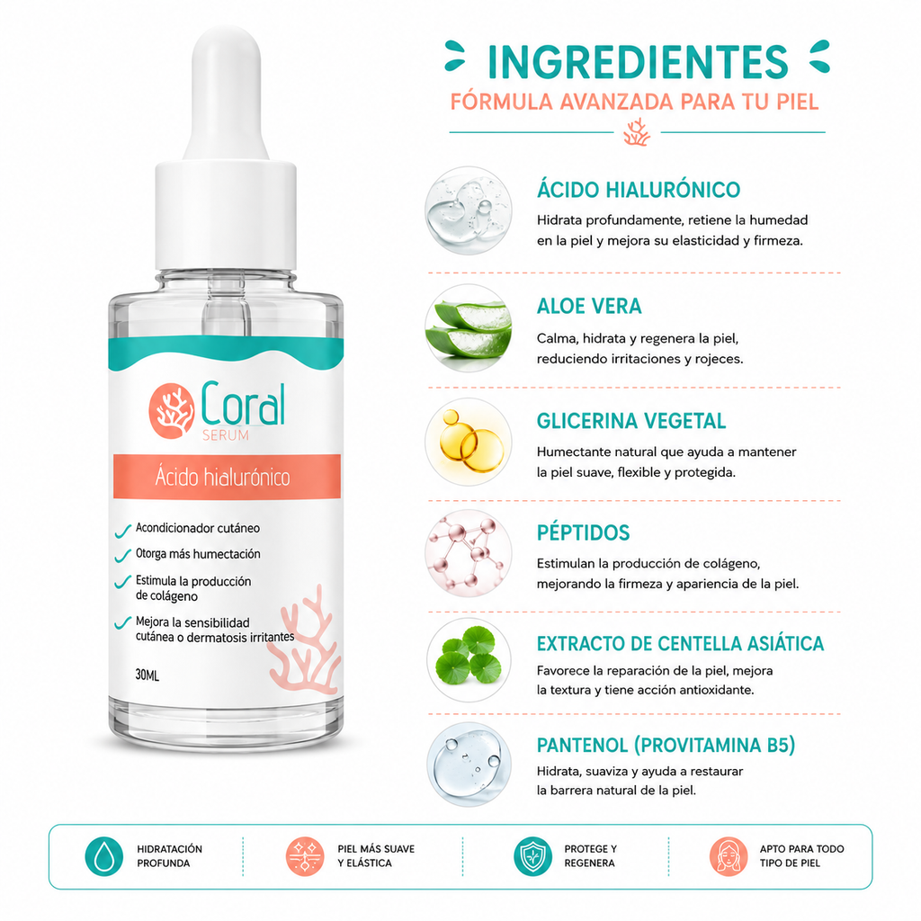 Suero Facial Ácido Hialurónico Coral