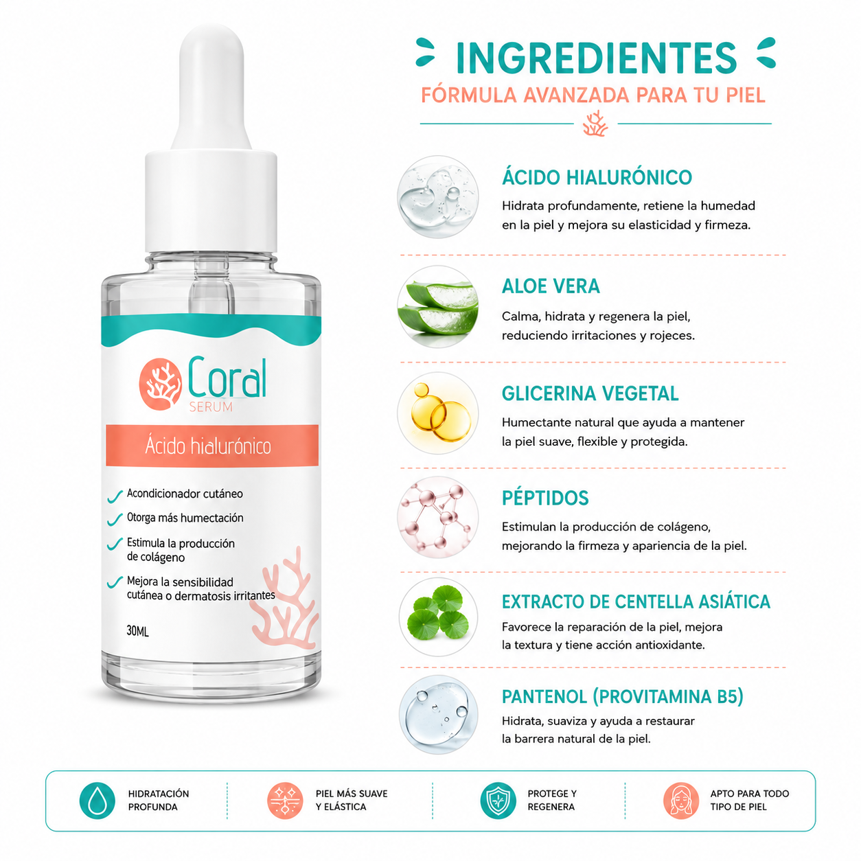 Suero Facial Ácido Hialurónico Coral